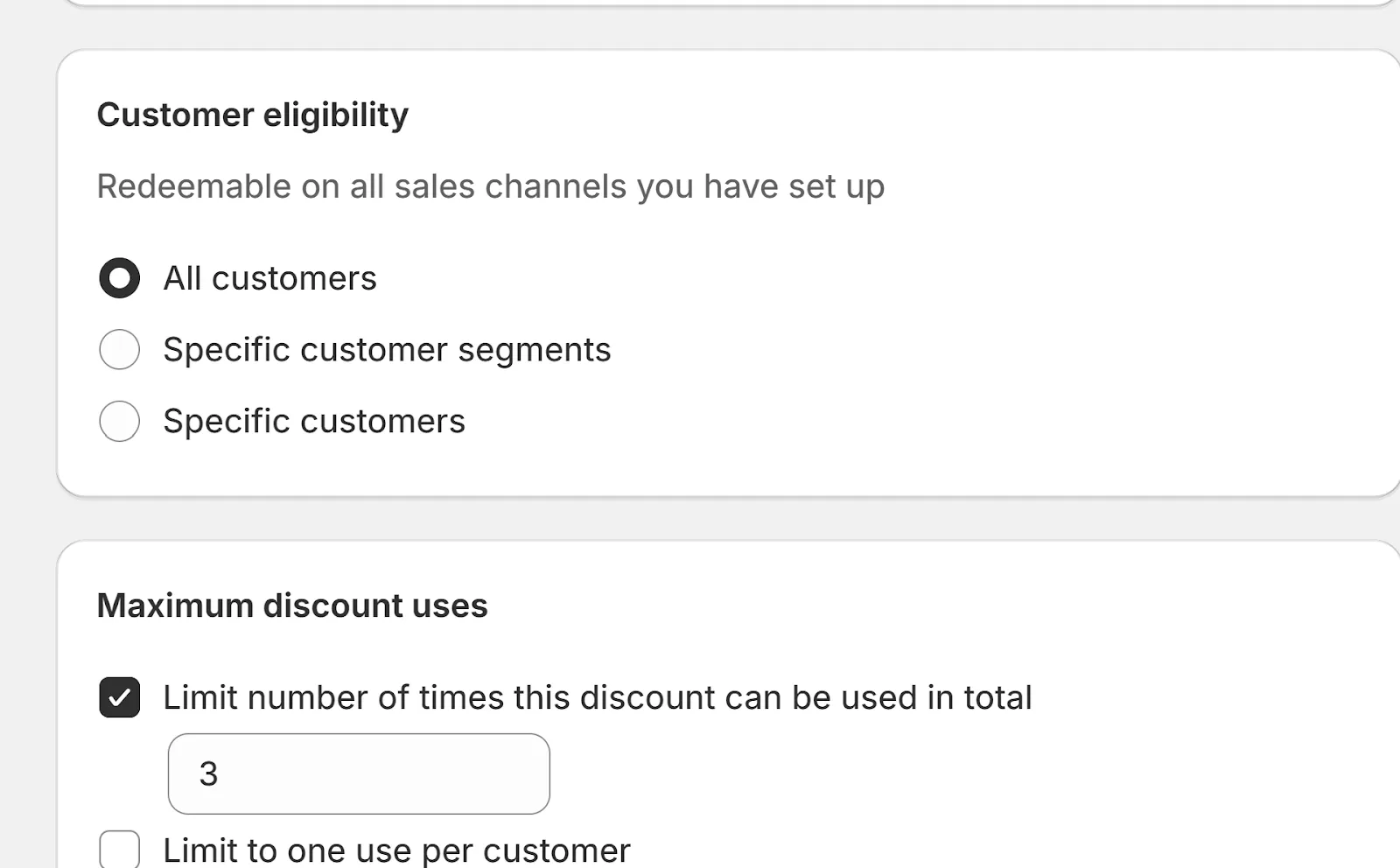 Step 7: Setting Customer Eligibility and Maximum